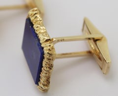 Pair of Lapis Lazuli, 14K Yellow Gold Cufflinks