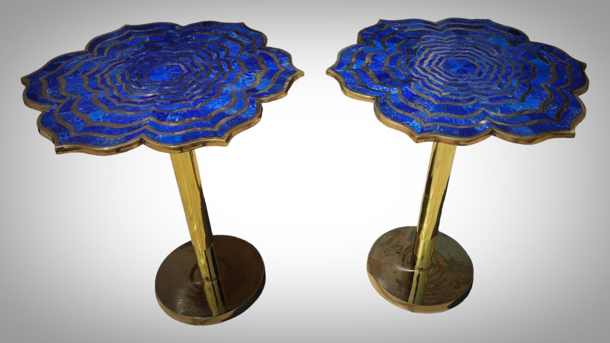 Pair Of Lapis lazuli  And Bronze Tables
DECORATIVE TABLES, MADE WITH SEMI-PRECIOUS LAPIS LAZULI  STONES USED BY JEWELERS- AND QUALITY BRONZE. FROM THE 70S. THEY ARE IN EXCELLENT CONDITION. MEASUREMENTS: 52 CM HIGH AND 45 CM IN DIAMETER