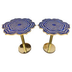 Retro Pair Of Lapis lazuli And Bronze Tables