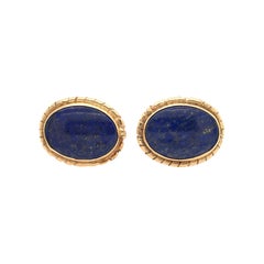 Vintage Pair of Lapis Lazuli and Yellow Gold Cufflinks