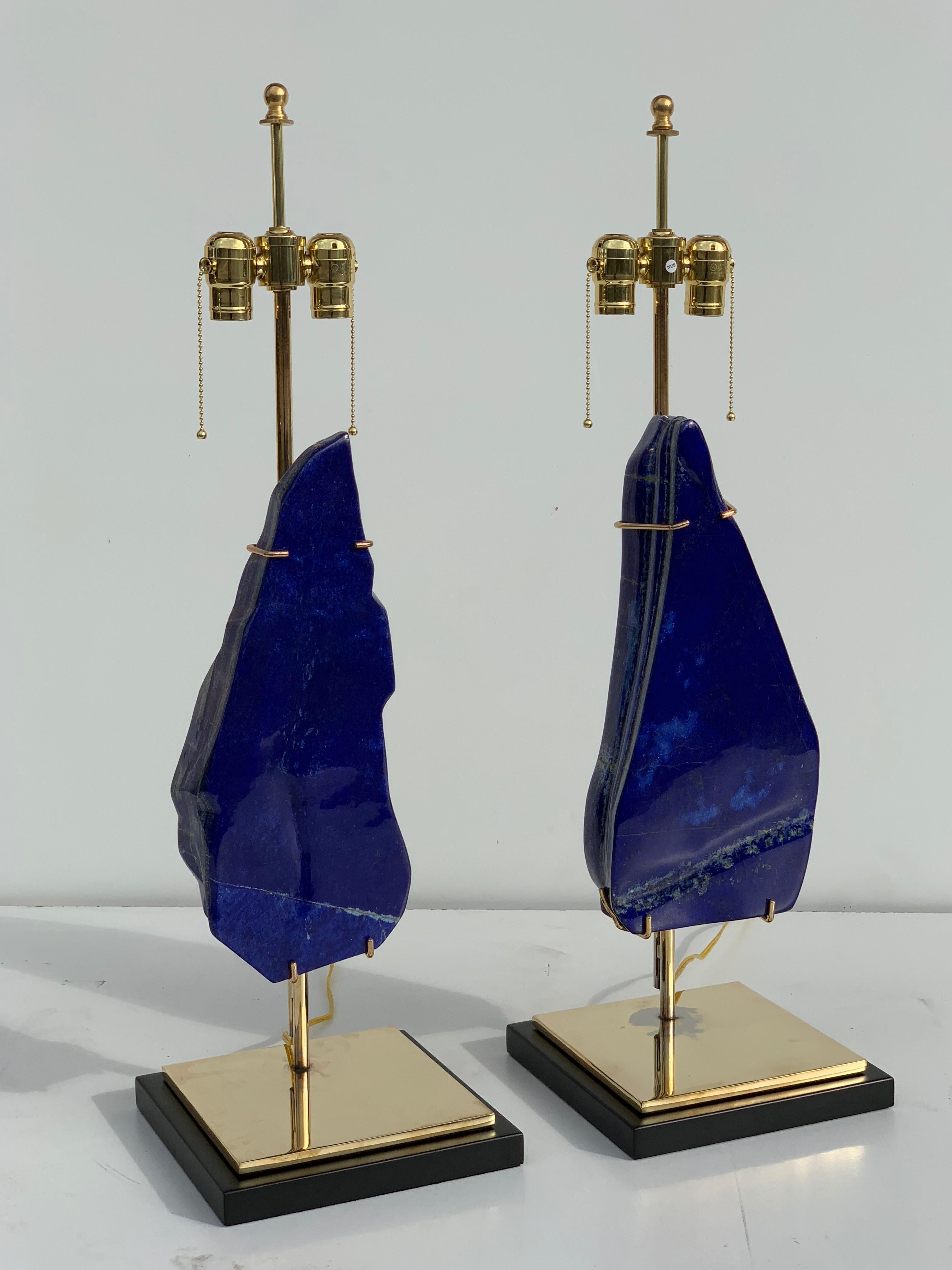 French Pair of Lapis Lazuli Lamps