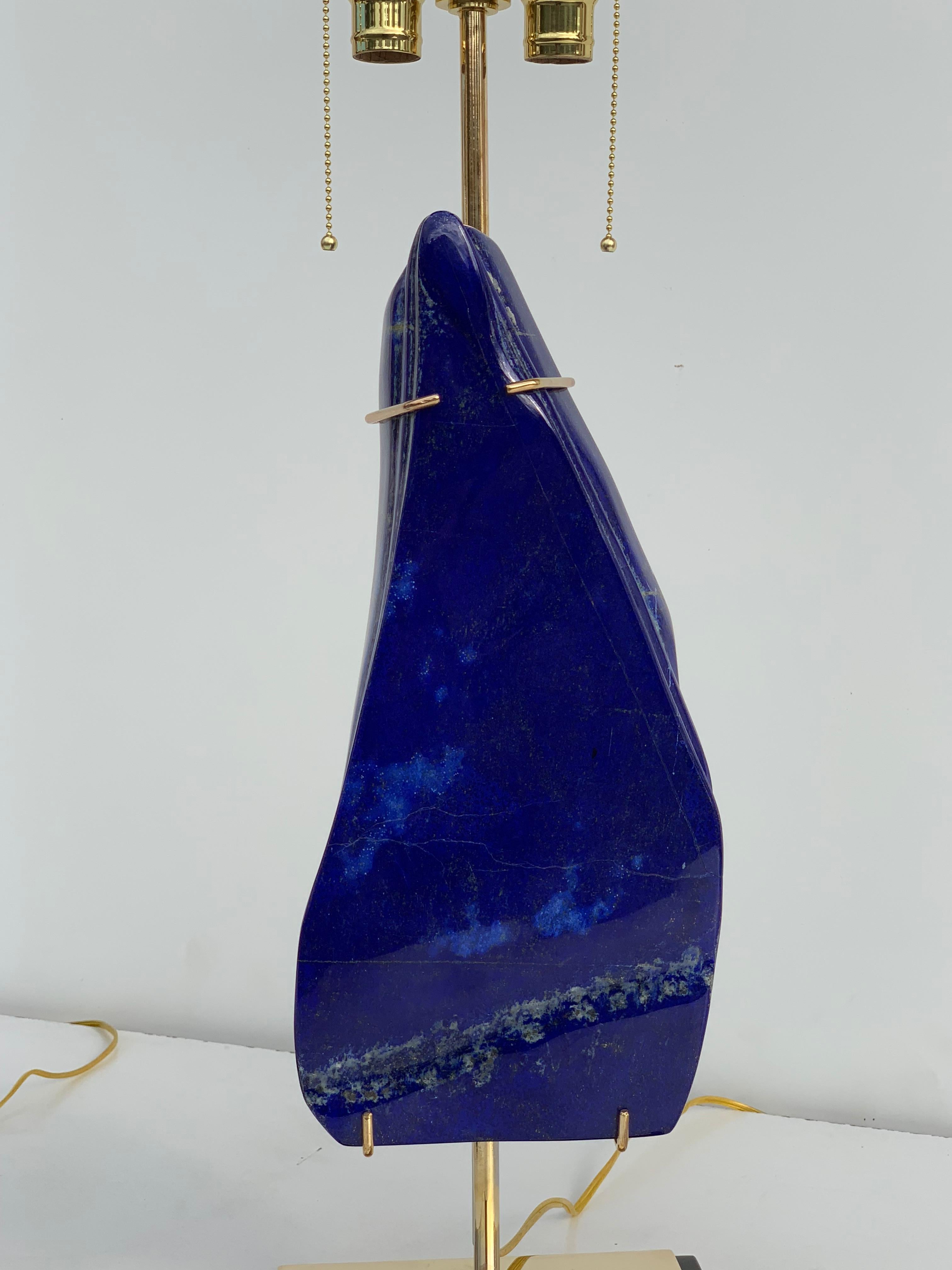 Polished Pair of Lapis Lazuli Lamps