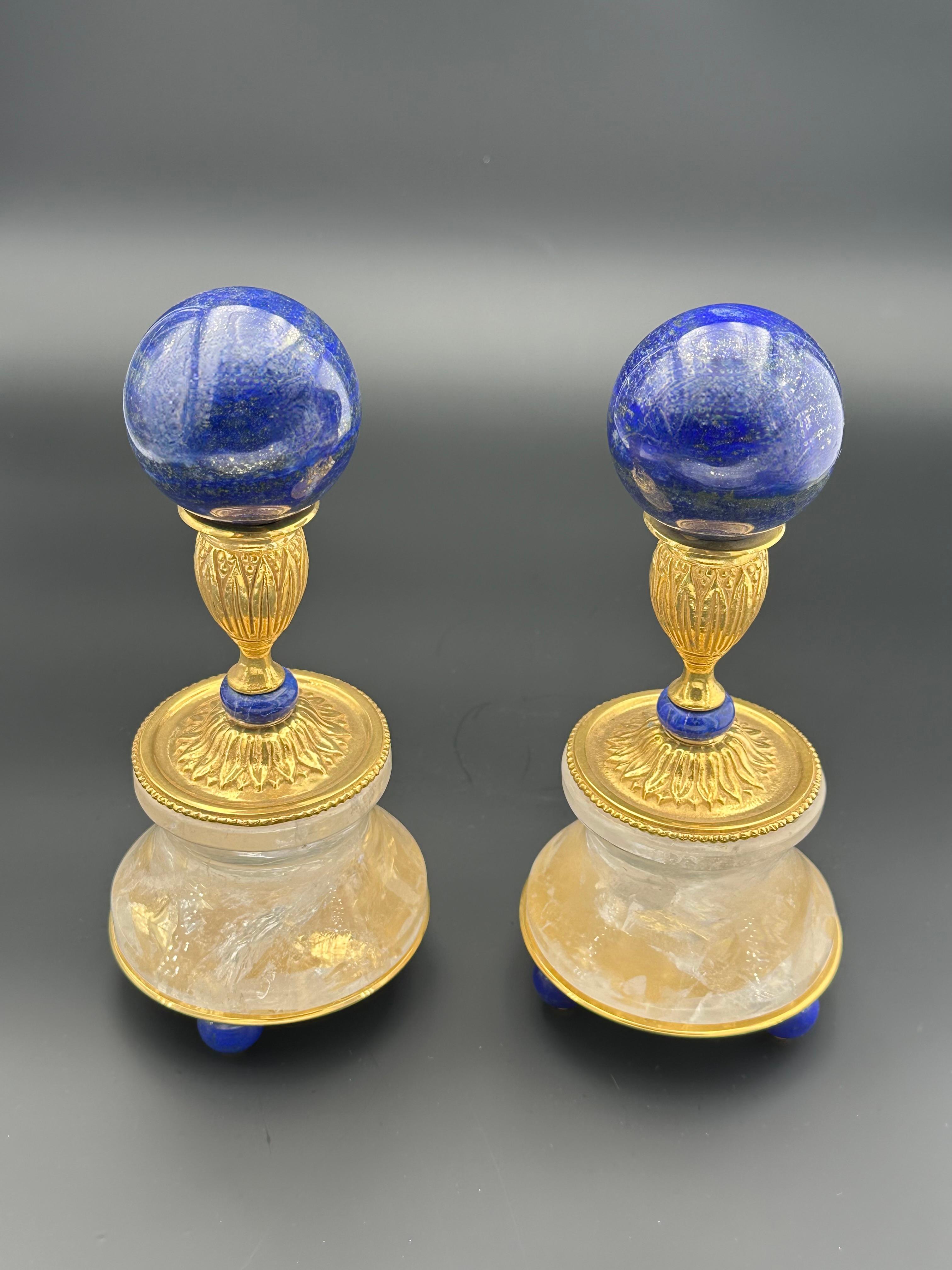 Pair of Lapis Lazuli Spheres . In New Condition For Sale In SAINT-OUEN, FR