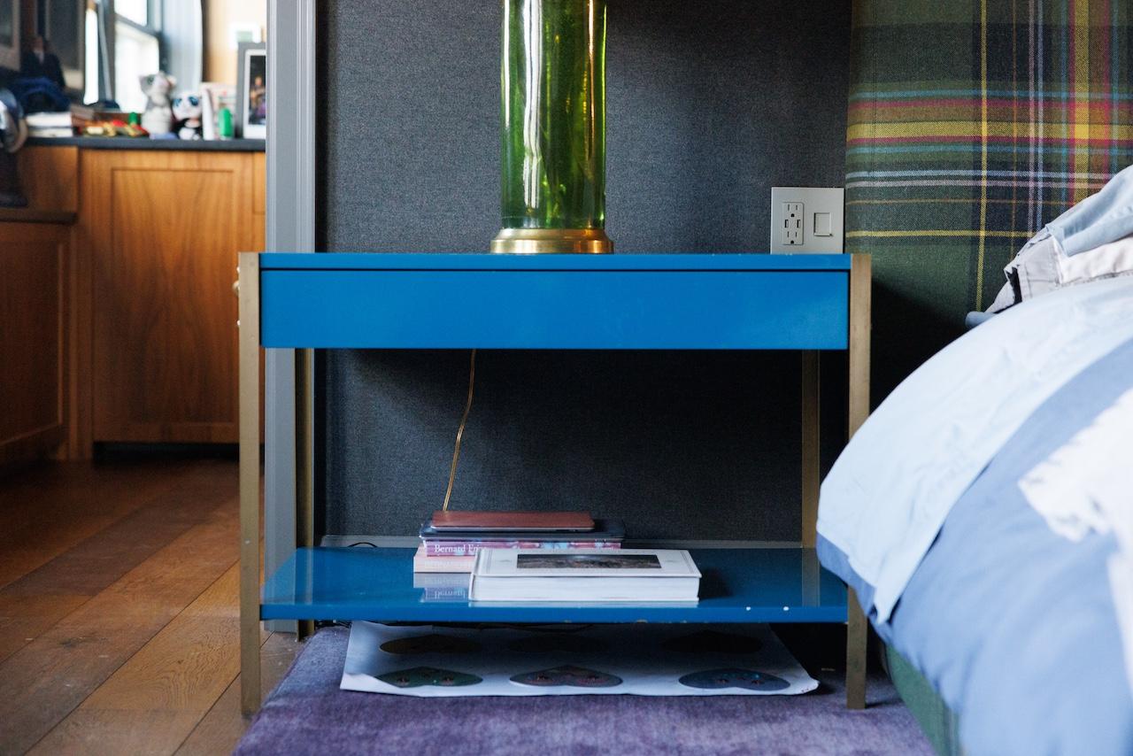 Modern Pair of 'Laque' Blue Custom Nightstands, from Andy Cohen's Personal Collection