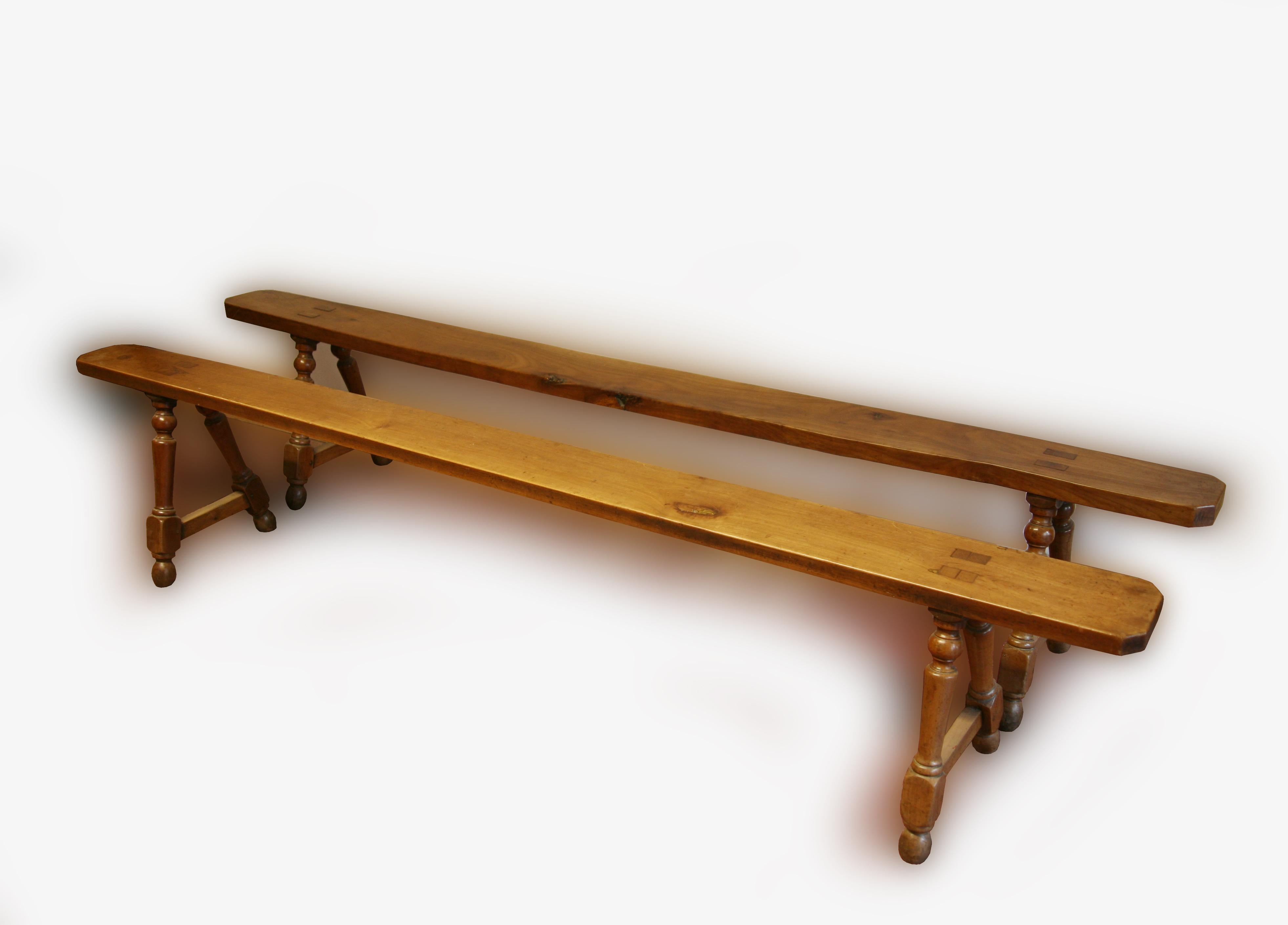 Hand-Crafted Pair of Larch Benches For Sale