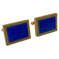 Pair of Large 14kt Yellow Gold and Lapis Lazuli Cufflinks, circa 1970s