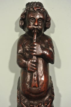 Pair of Large 16th Century English Relief Carved Oak Figural Caryatids
