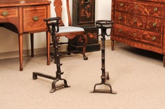Pair of Large 17th Century French Iron Andirons with Basket