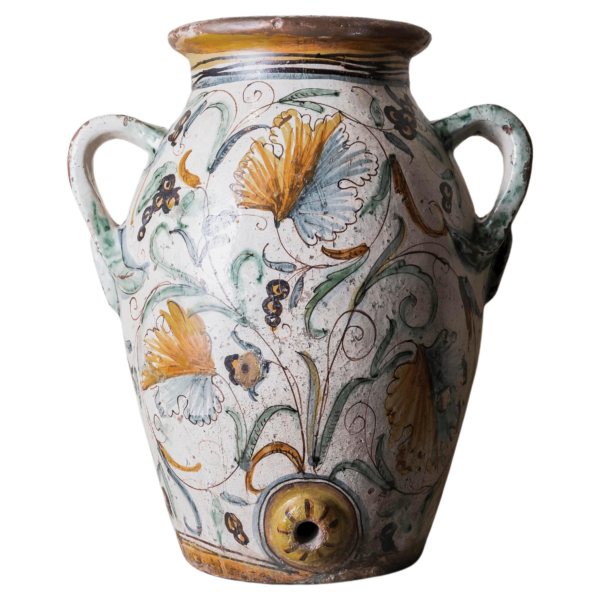 Pair of Large 17th Century Glazed Terracotta Jars