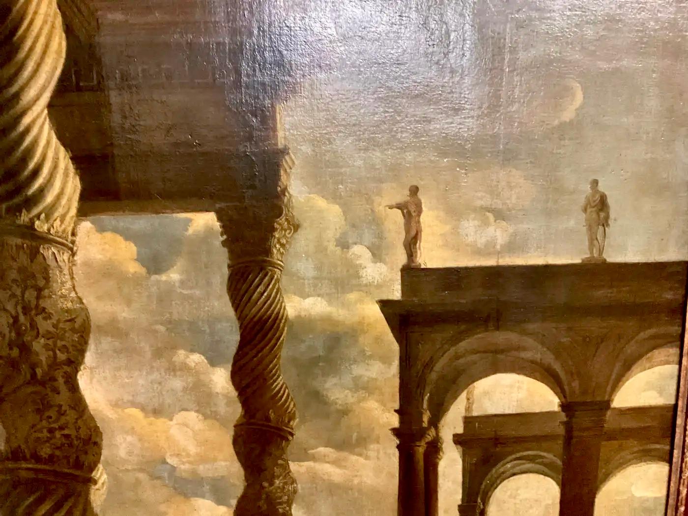Néoclassique Paire de grands Capriccios italiens de ruines du 17ème siècle, disciples de Codazzi en vente