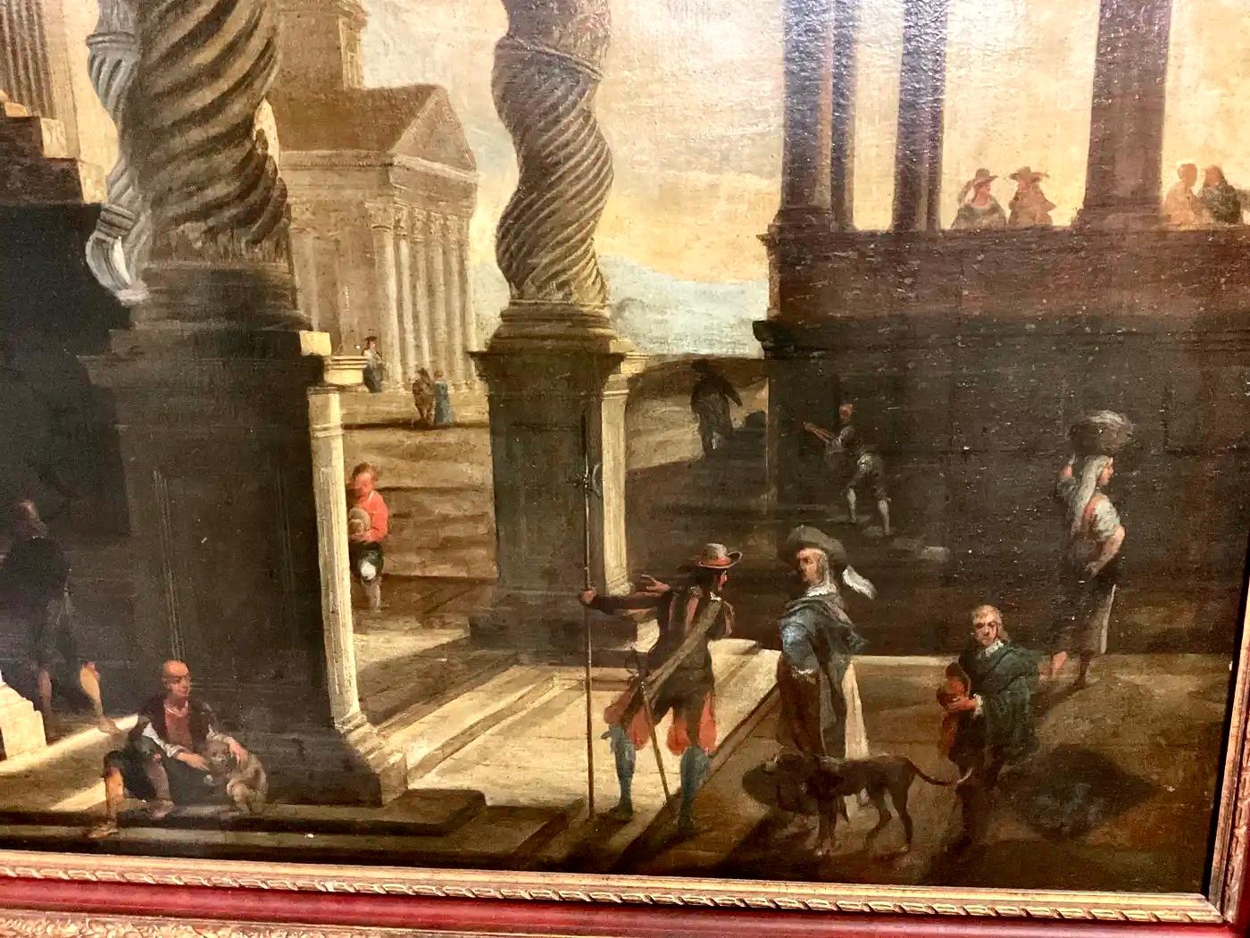 Paire de grands Capriccios italiens de ruines du 17ème siècle, disciples de Codazzi Bon état - En vente à Essex, MA