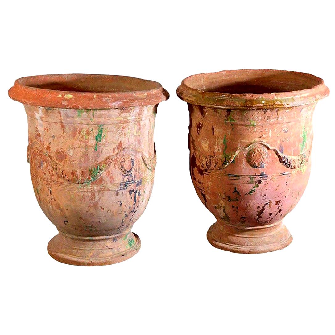 Pair of Large 18th Century Anduze Jars