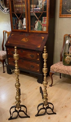 Pair of Large 18th Century Brass Fireplace Andirons