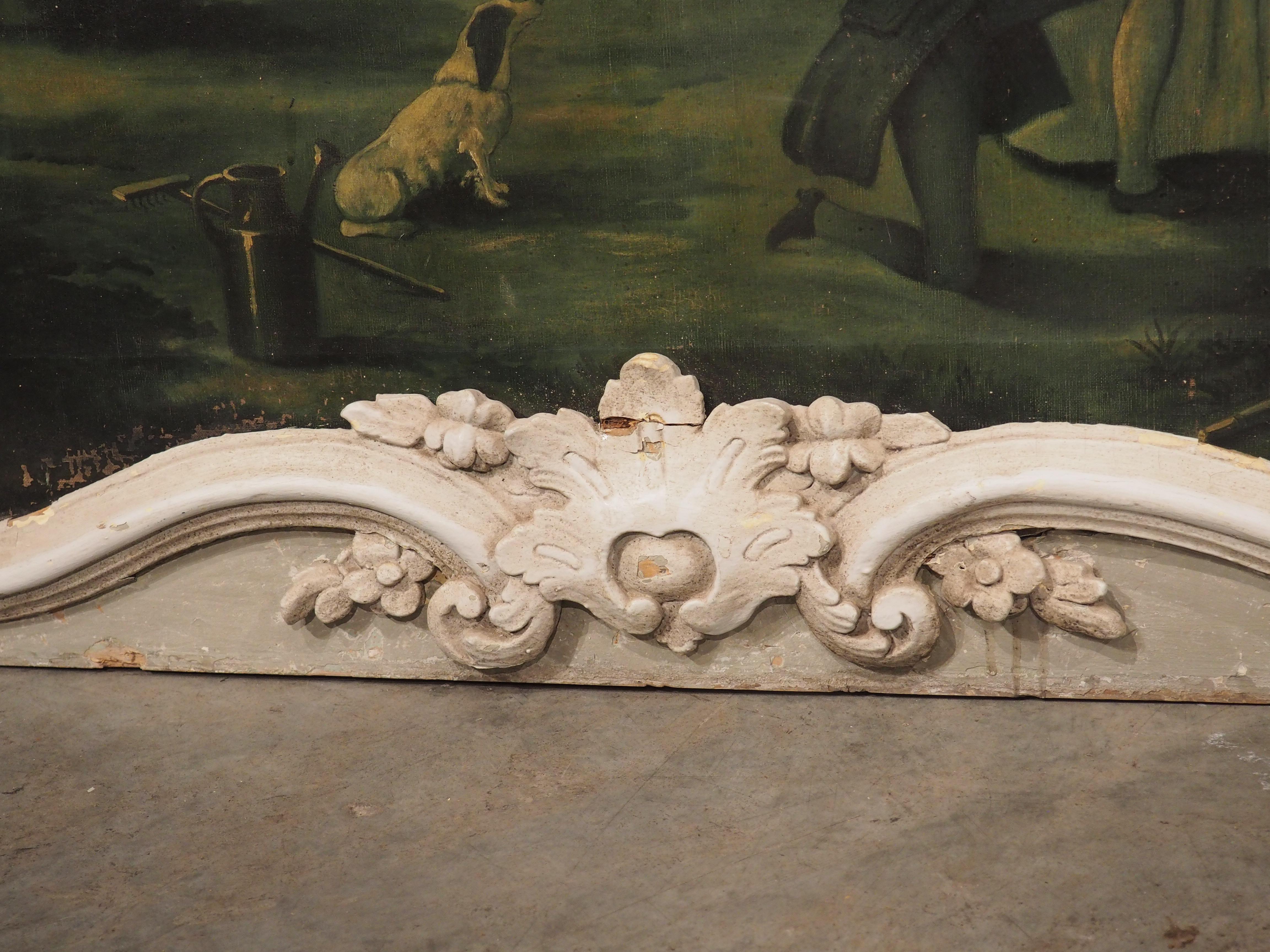 Canvas Pair of Large 18th Century French Boiserie Overdoor Paintings For Sale