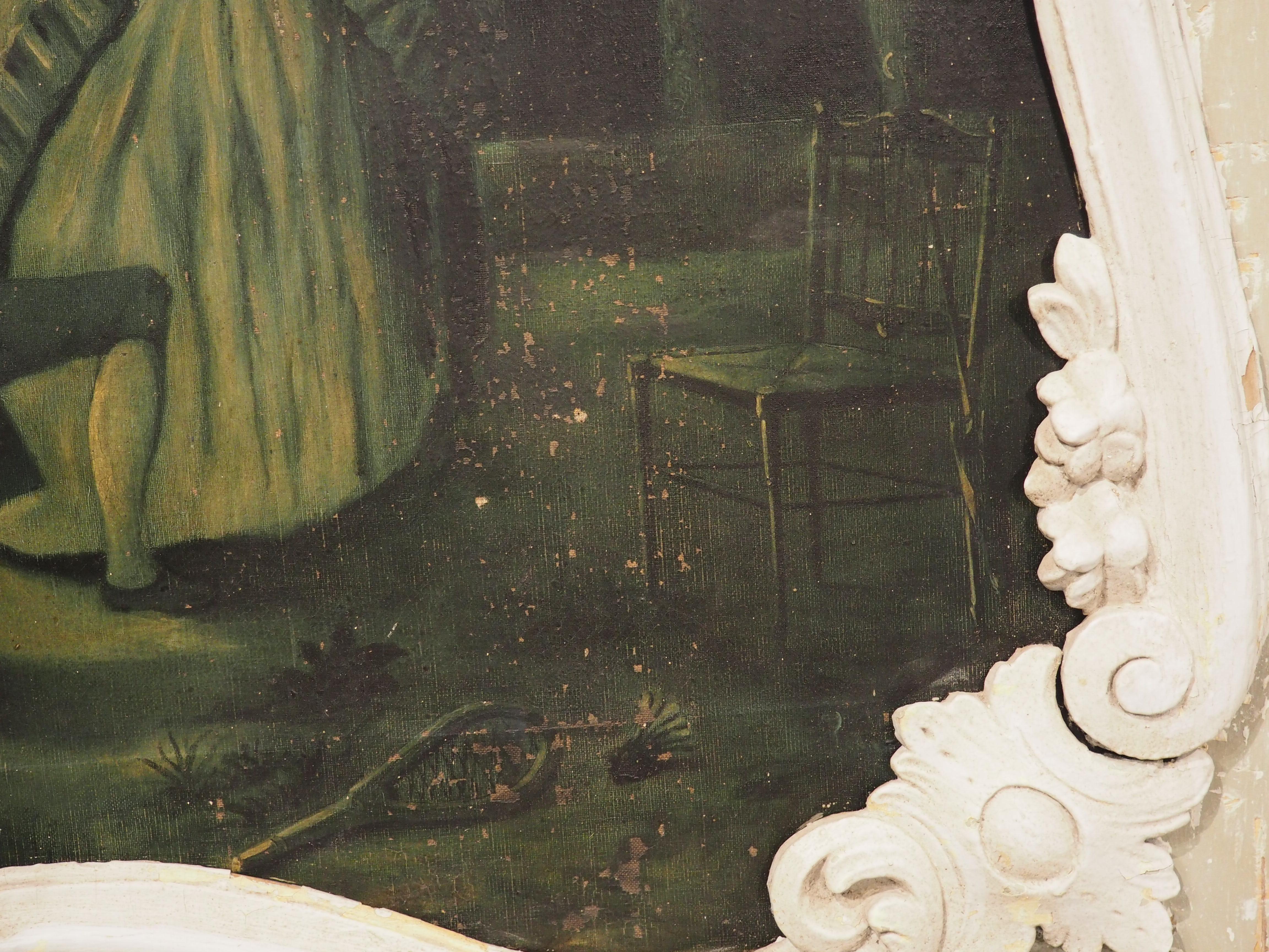 Paar große französische Boiserie-Overdoor-Gemälde aus dem 18. Jahrhundert im Angebot 1