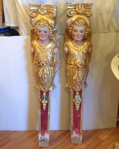 Pair of Large 18th Century Italian Caryatid Form Brackets