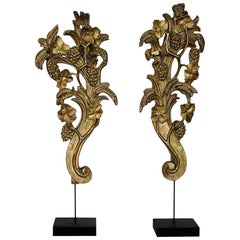 Pair of Large 18th Century Italian Giltwood Baroque Ornaments