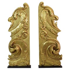 Pair of Large 18th Century Italian Giltwood Baroque Ornaments