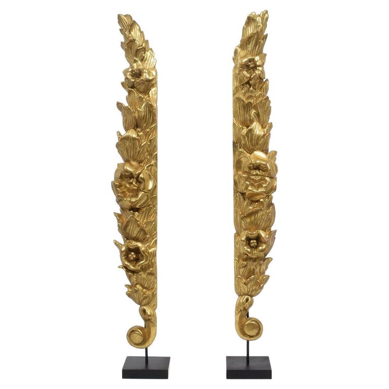 Pair of Large 18th Century Italian Giltwood Baroque Ornaments For Sale ...
