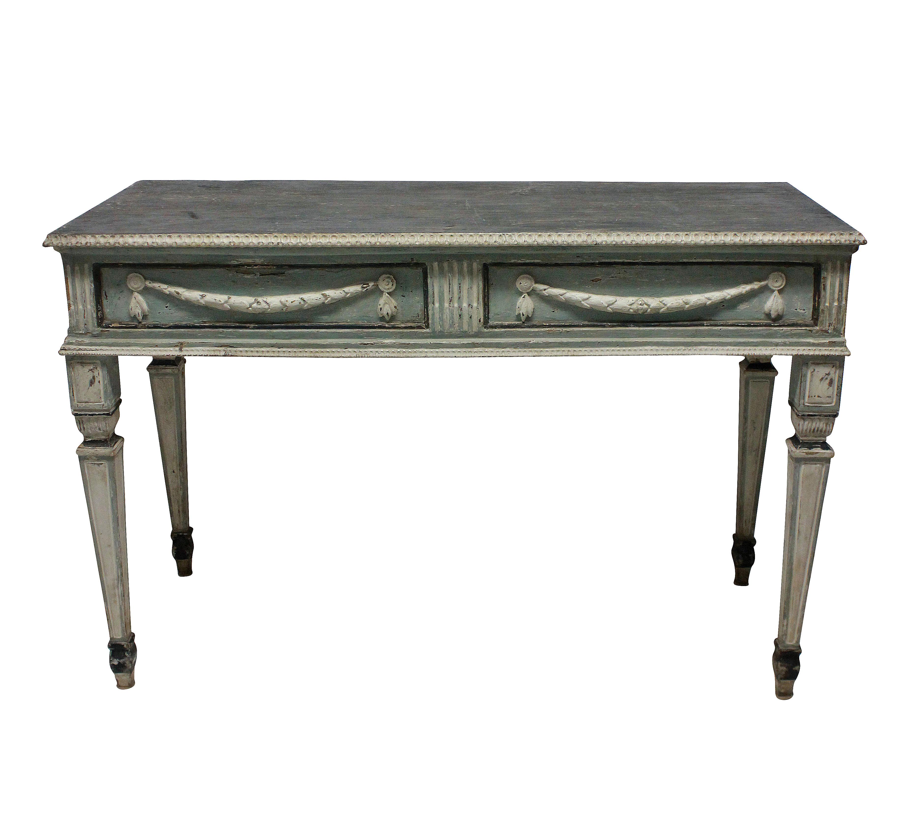 Pair of Large 18th Century Neoclassical Painted Console Tables 2