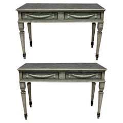Pair of Large 18th Century Neoclassical Painted Console Tables