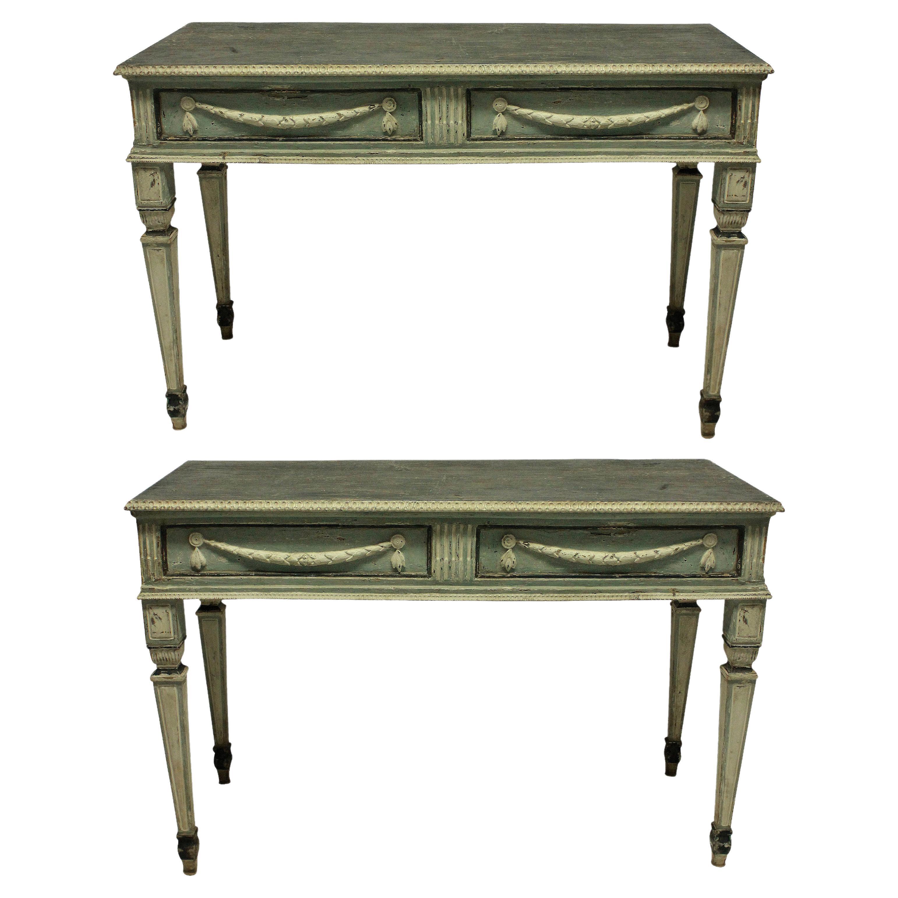 Pair of 18th Century Painted Italian Console Tables at 1stDibs