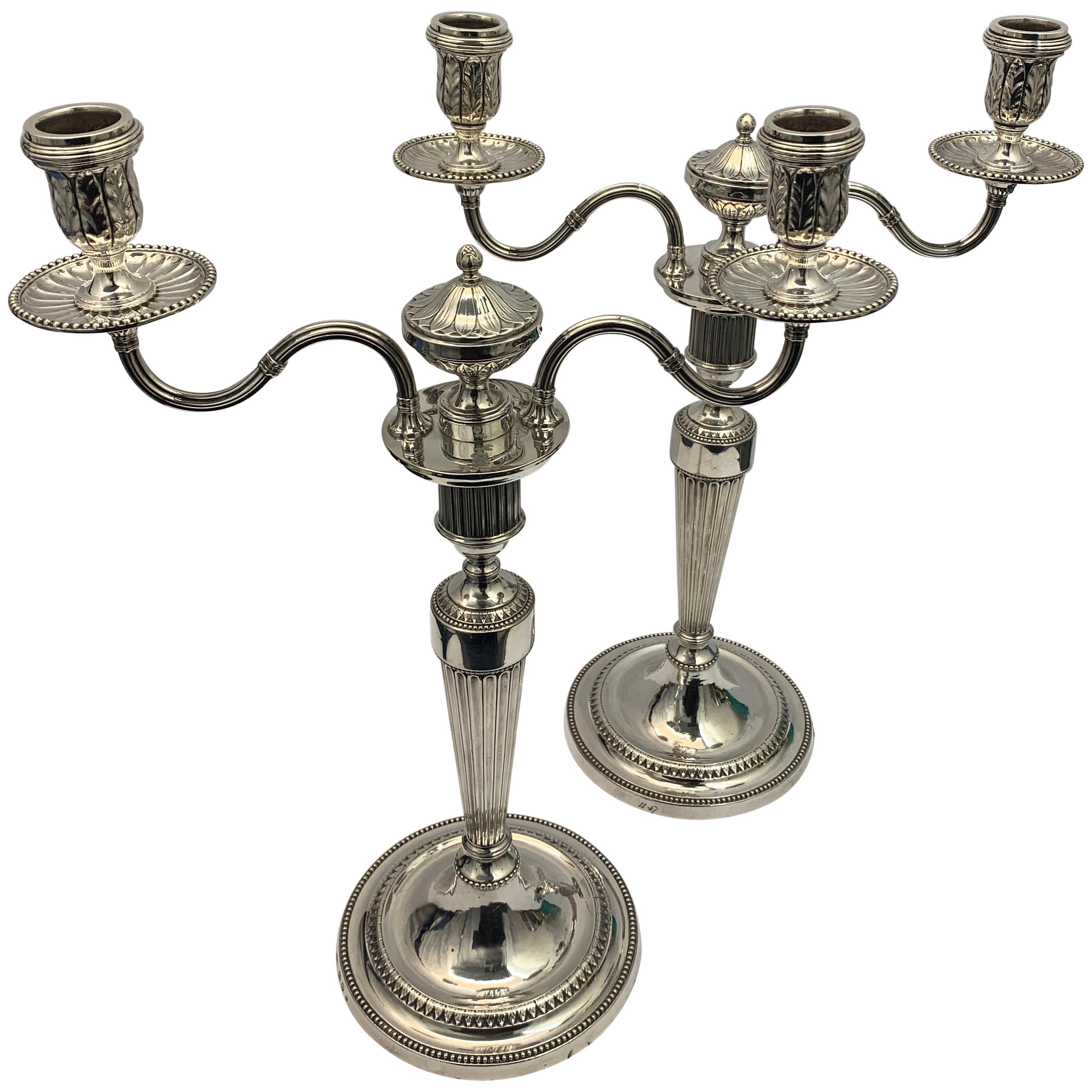 Pair of Large 18th century Silver Candlesticks  For Sale