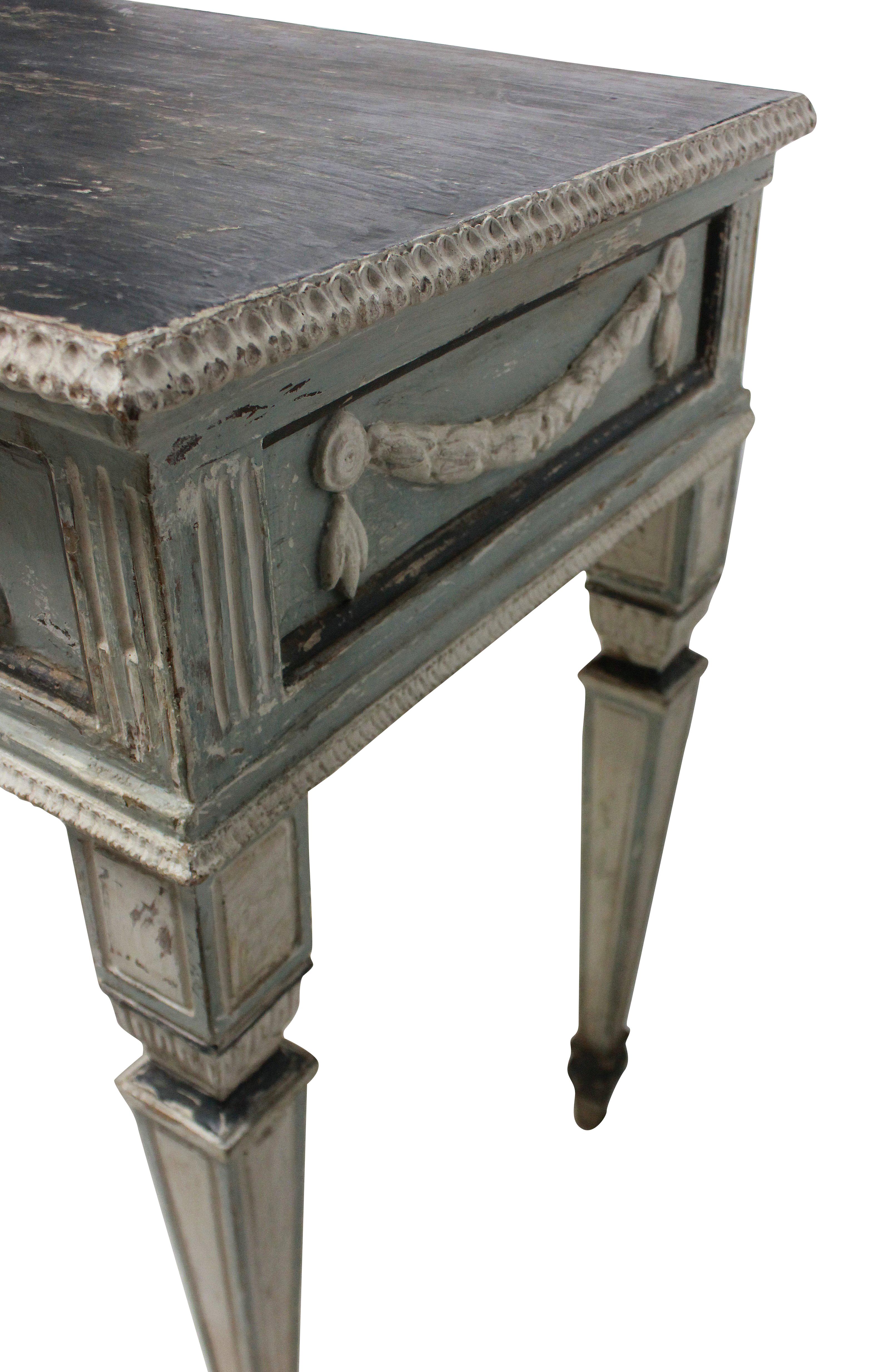 Pair of Large 18th Century Swedish Neoclassical Painted Console Tables 1