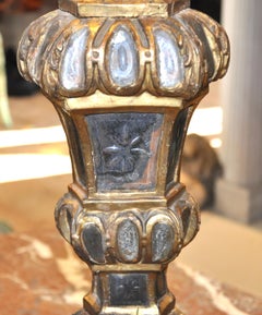Pair of Large 18th Century Venetian Mirrored Pricket or Altar Sticks