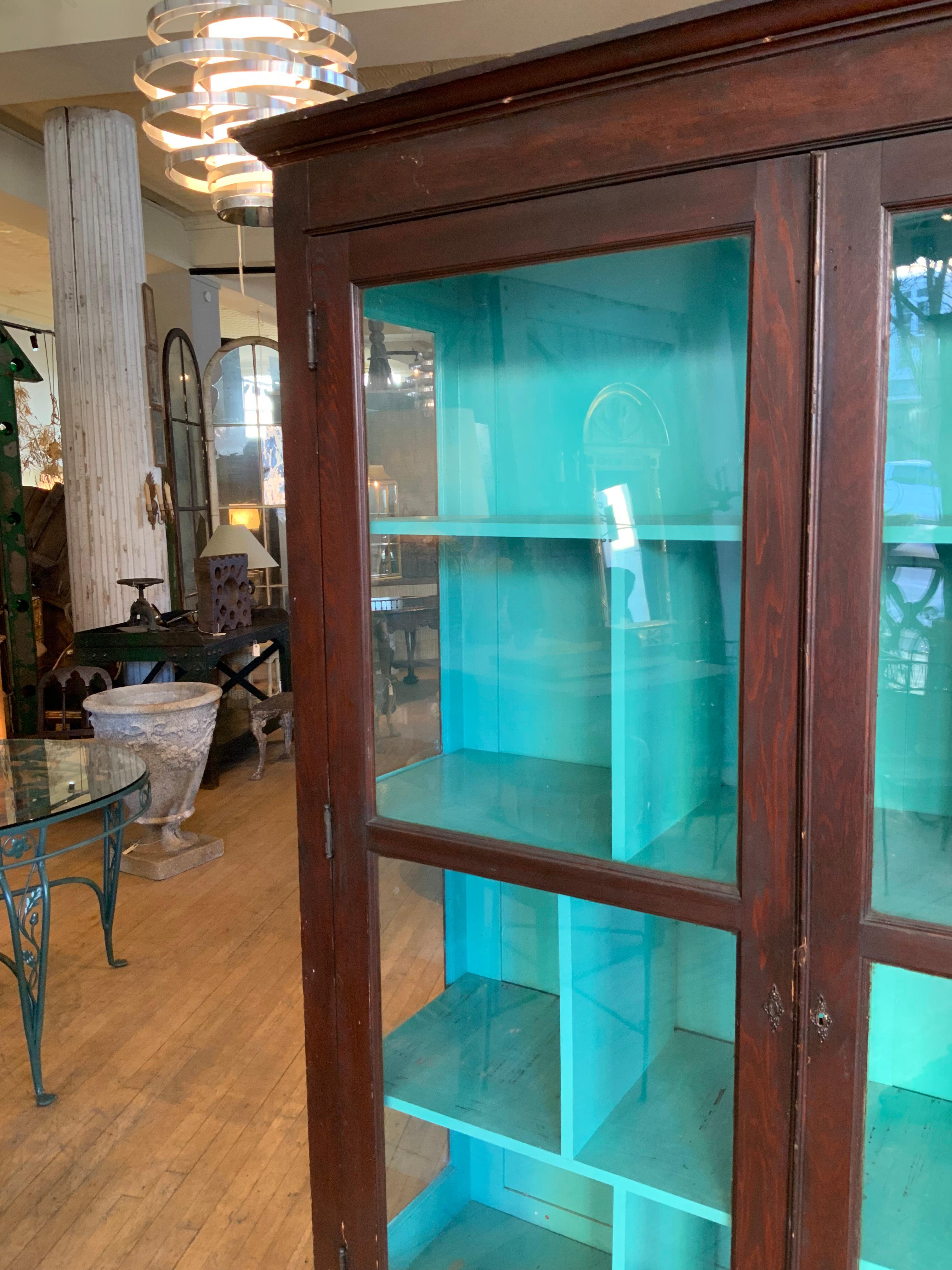 Pair of Large 1920's Oak and Glass Cabinets 5