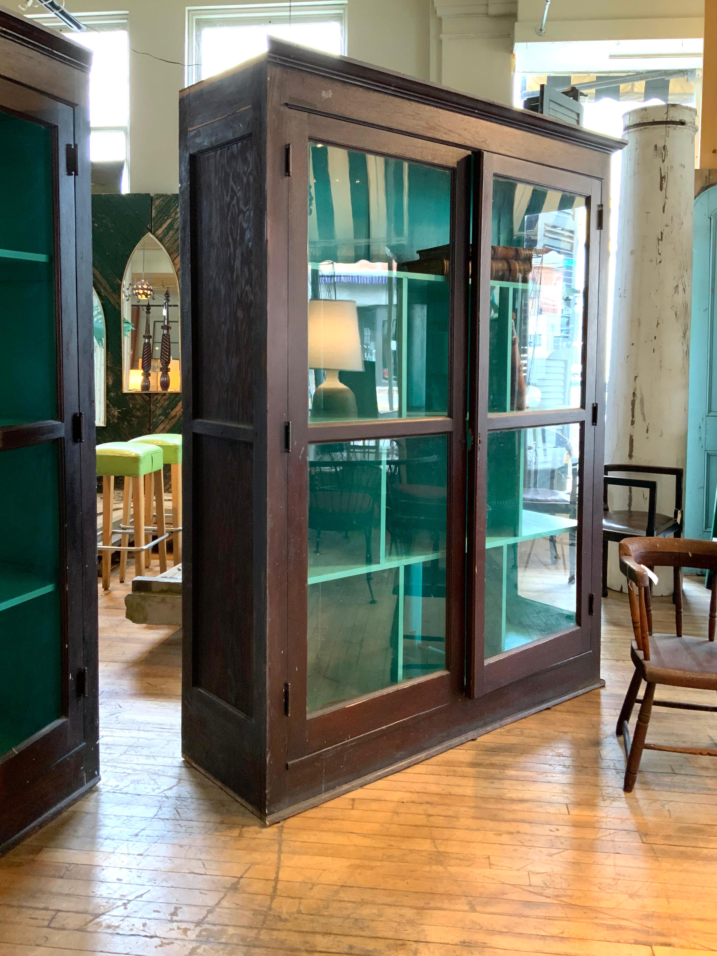 Pair of Large 1920's Oak and Glass Cabinets 6