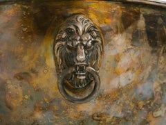 Pair of Large 1920s Silver Plate Bowls with Lion Heads