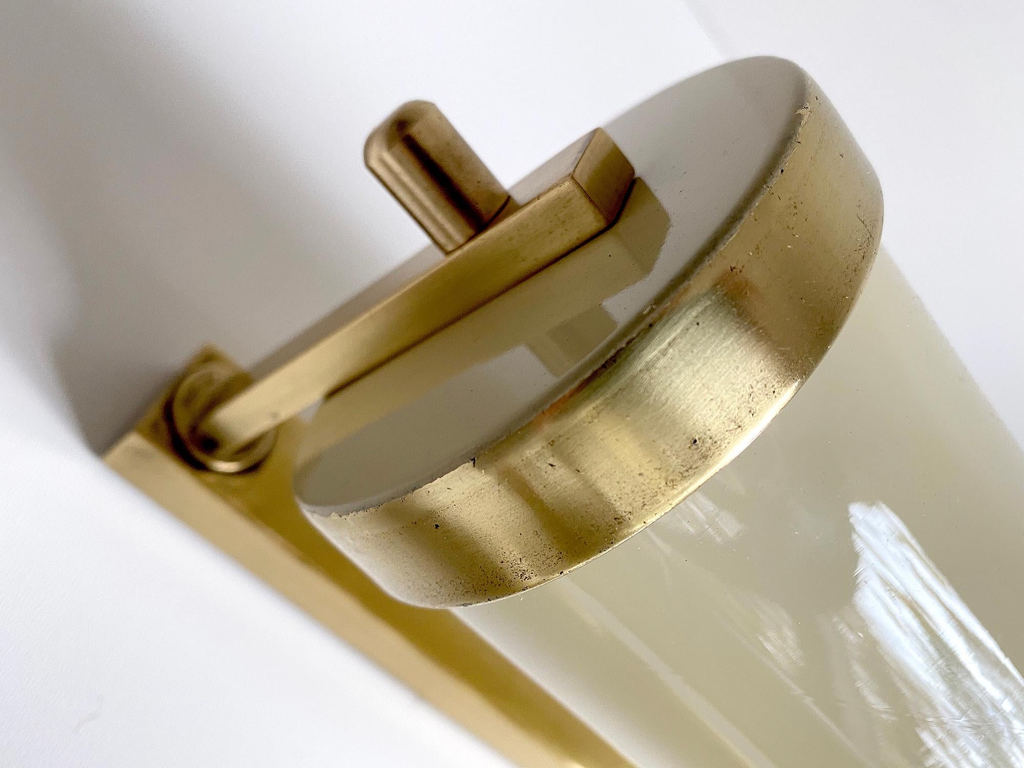 Pair of Large 1930s Art Deco Bauhaus Sconces, Brass and Glass For Sale 14