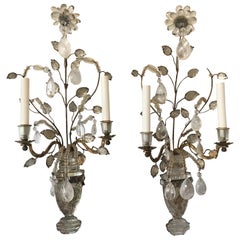 Pair of  Large 1930s Bagues Floral Sconces