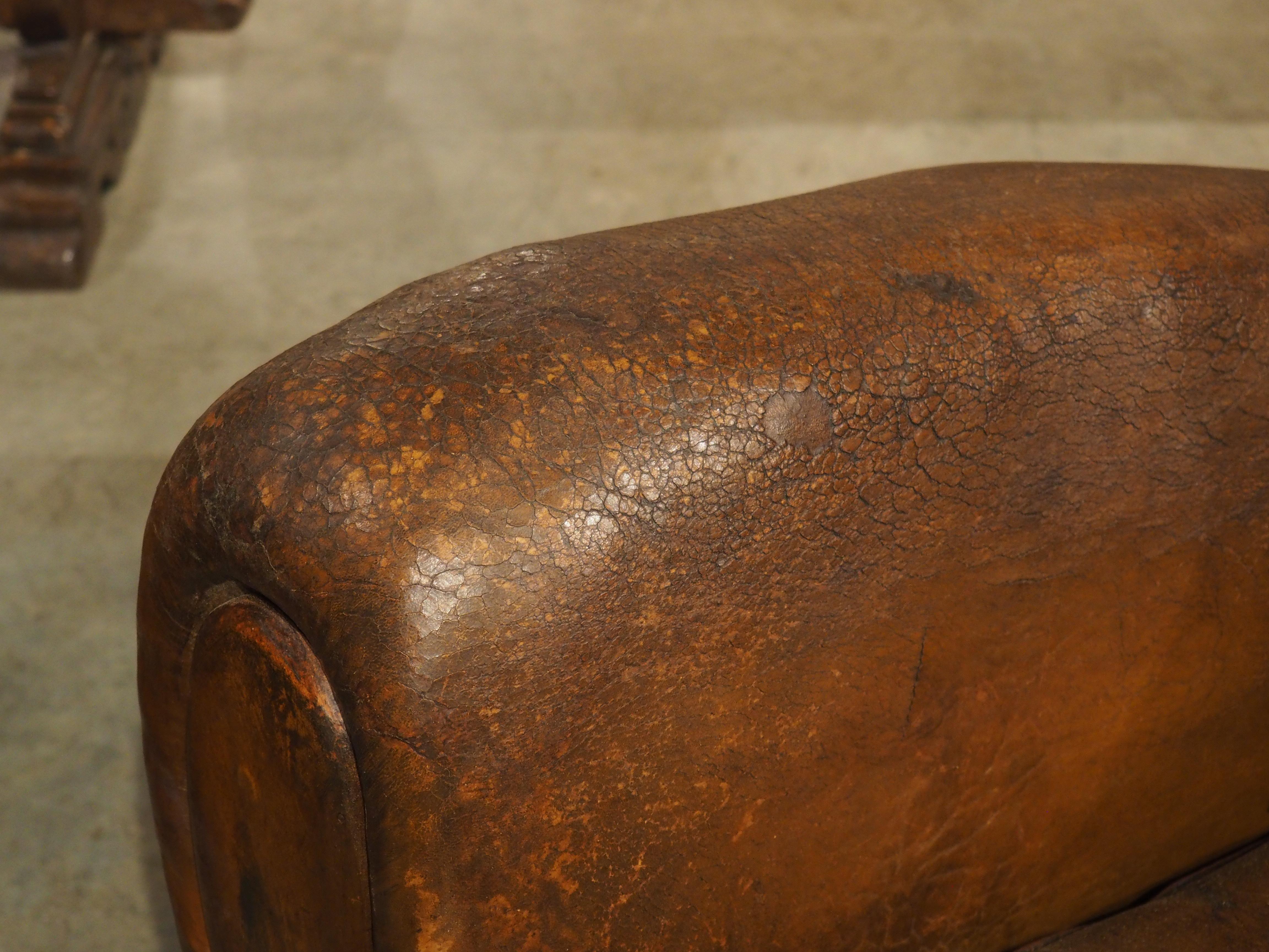 Pair of Large 1930s French Leather Club Armchairs 8
