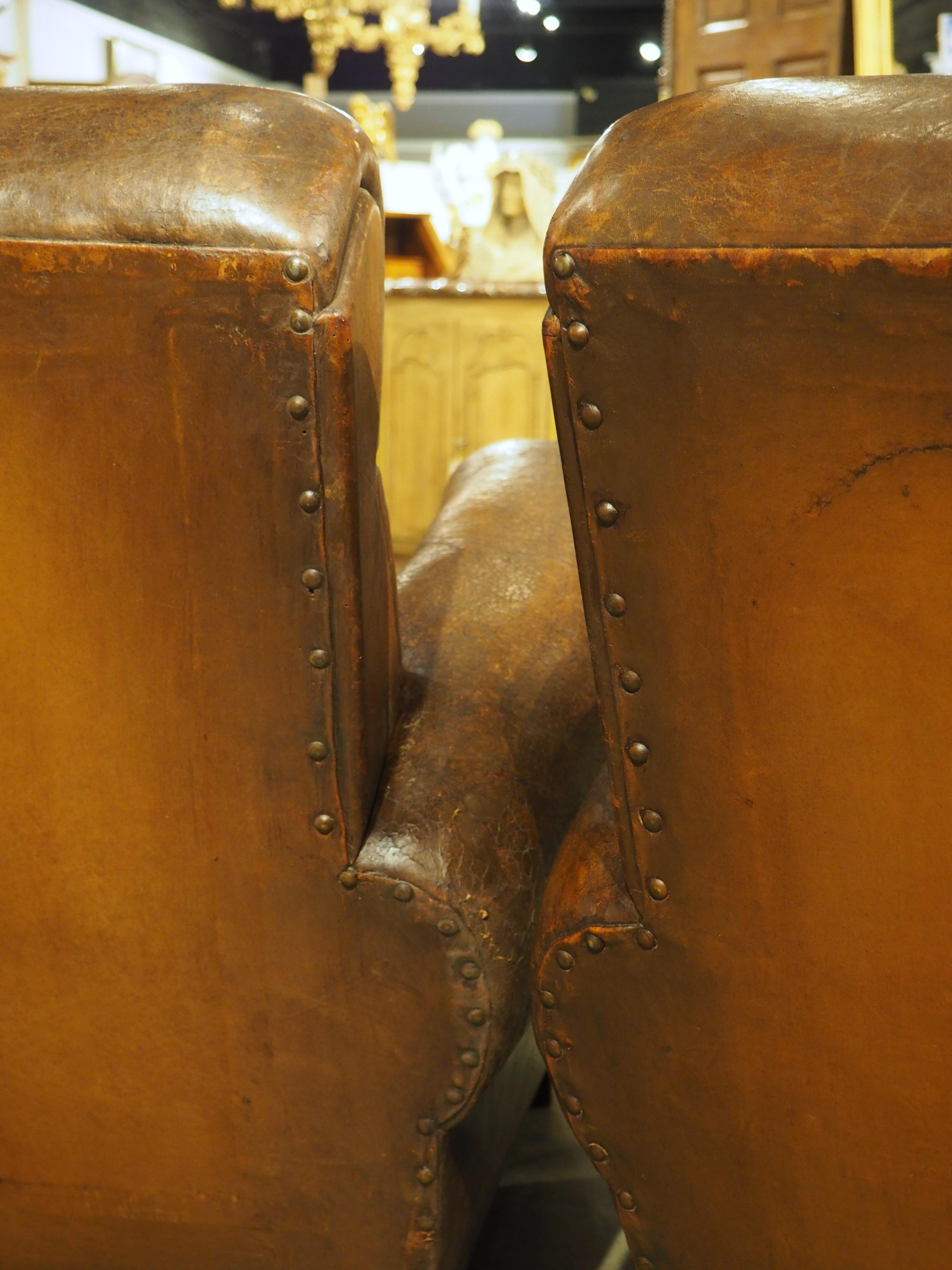 Pair of Large 1930s French Leather Club Armchairs 12