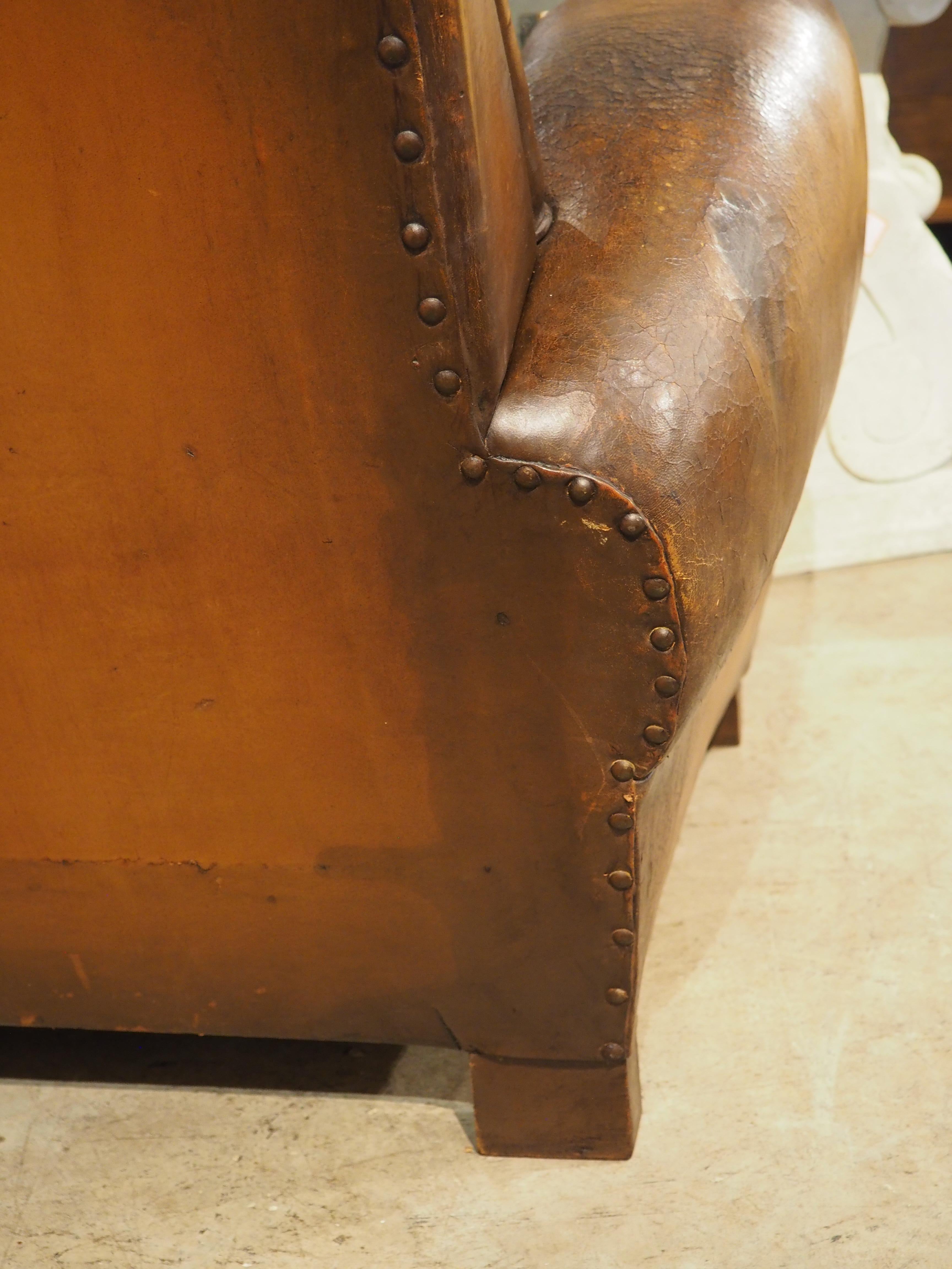 Pair of Large 1930s French Leather Club Armchairs 13