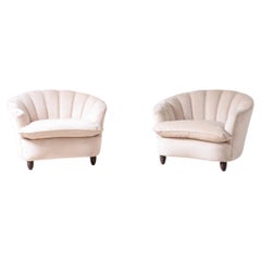 Vintage Pair of large 1930's shell-shaped armchairs