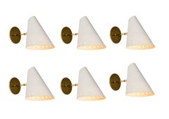 Pair of Large 1950s Danish Perforated Sconces Attributed to Bent Karlby