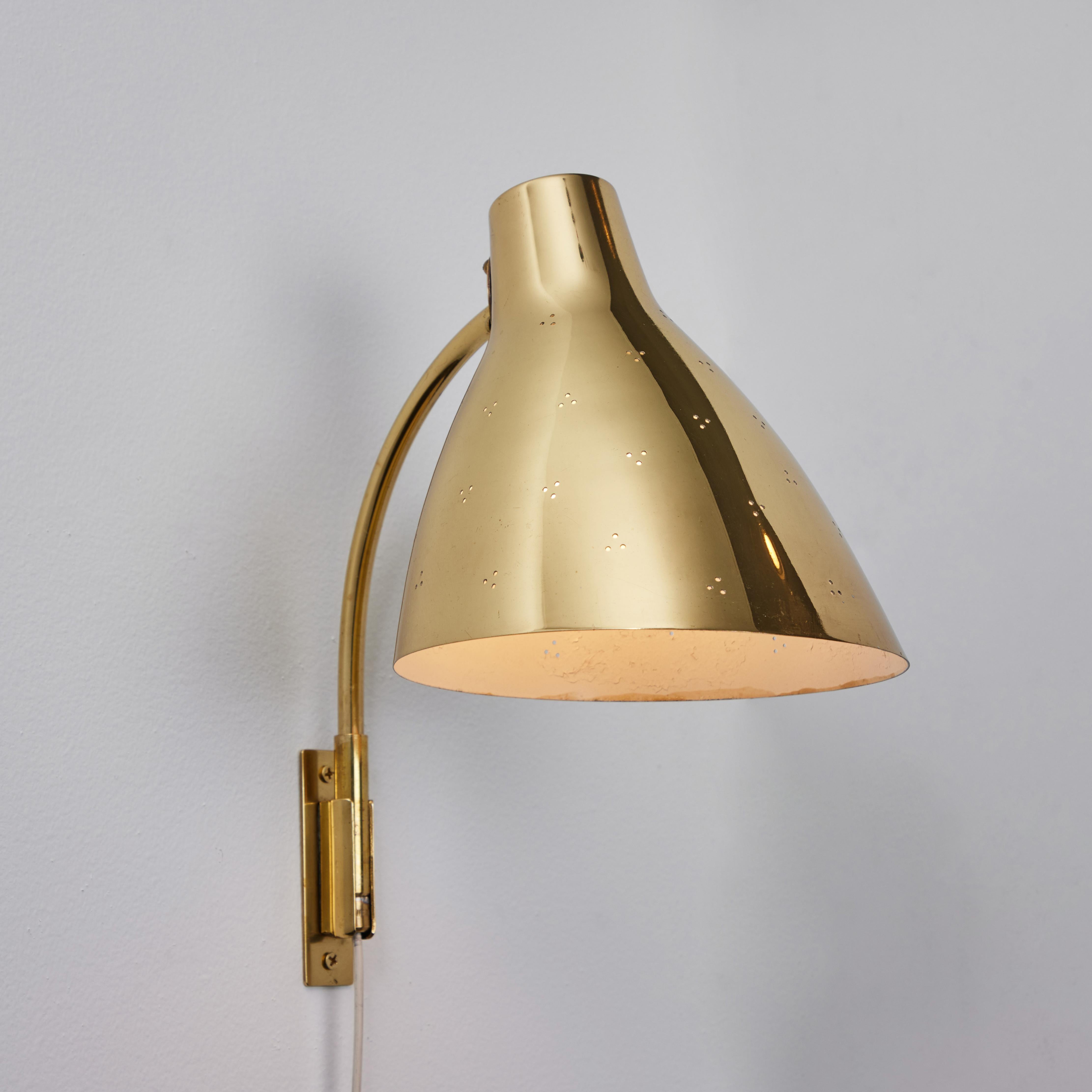 Pair of Large 1950s Lisa Johansson Pape #3055 Brass Wall Lamps for Stockmann 4