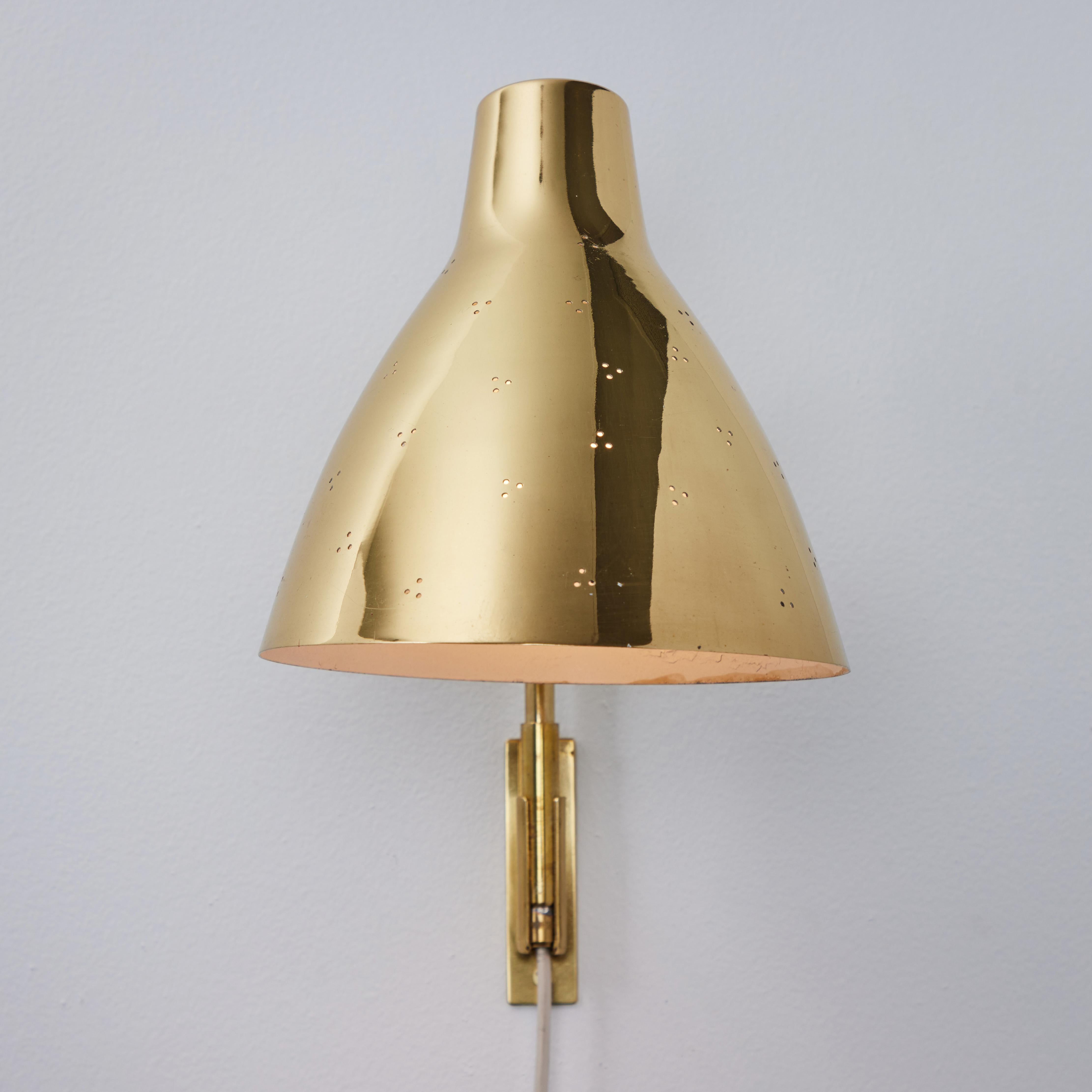 Pair of Large 1950s Lisa Johansson Pape #3055 Brass Wall Lamps for Stockmann 5