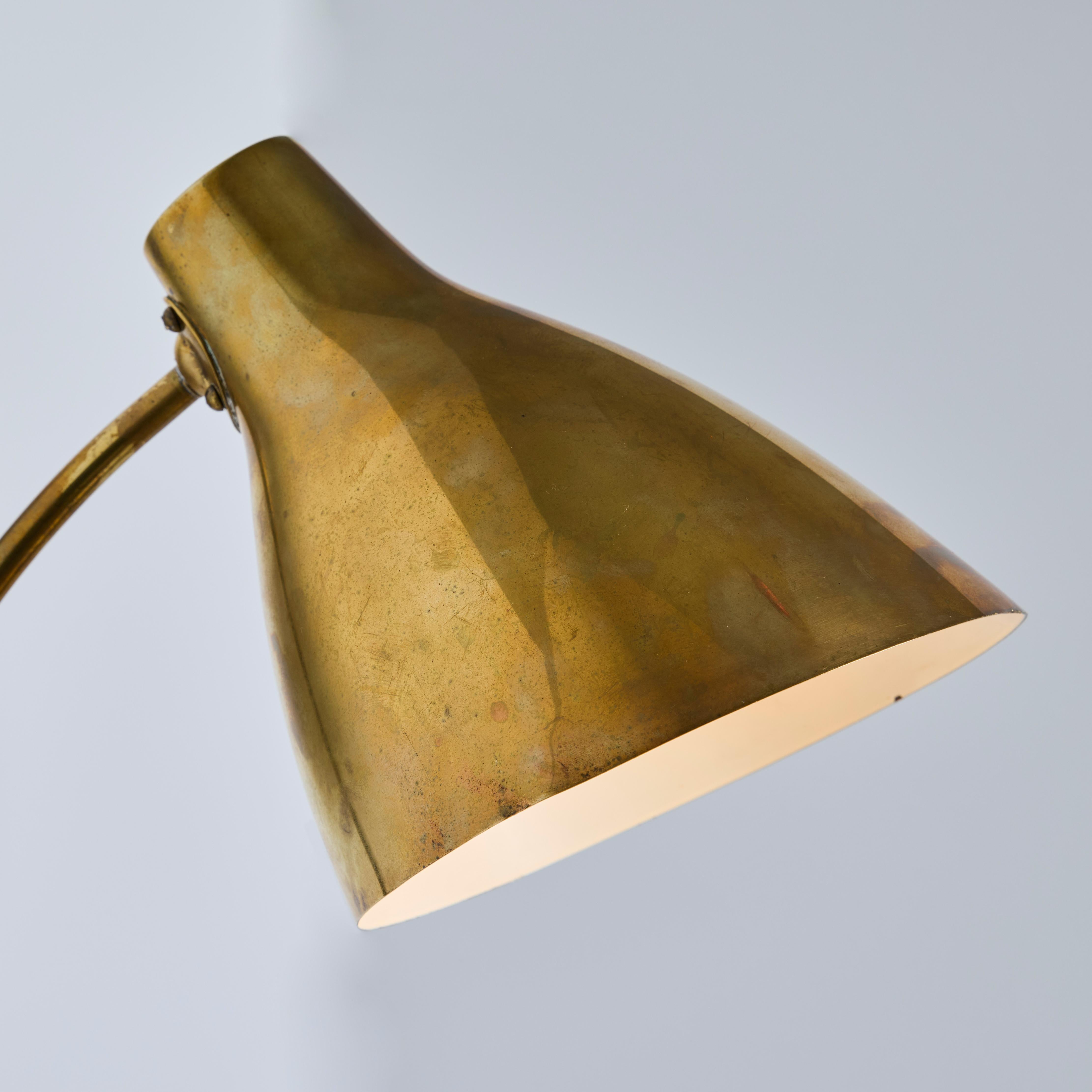 Pair of Large 1950s Lisa Johansson Pape #3055 Brass Wall Lamps for Stockmann For Sale 11