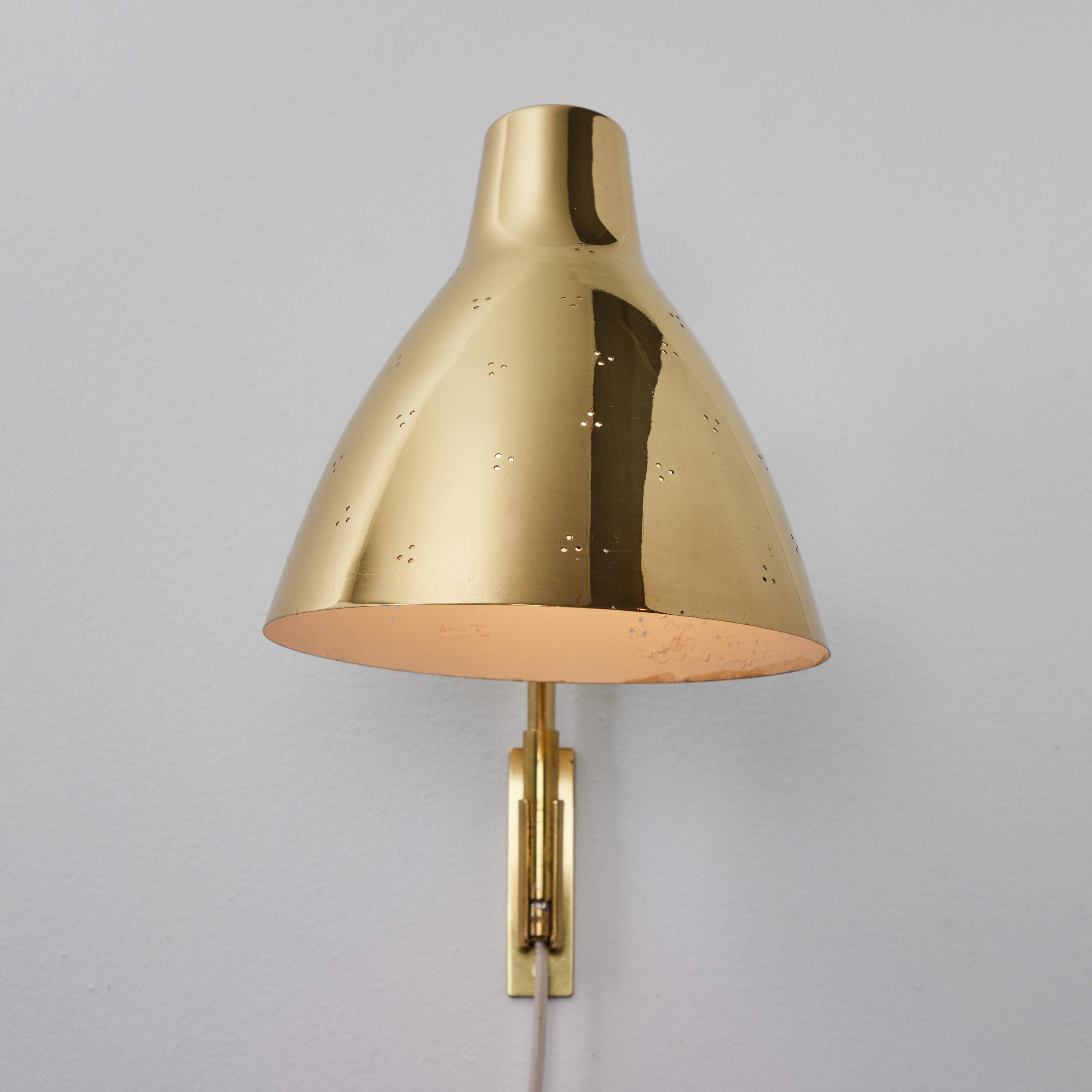 Metal Pair of Large 1950s Lisa Johansson Pape #3055 Brass Wall Lamps for Stockmann