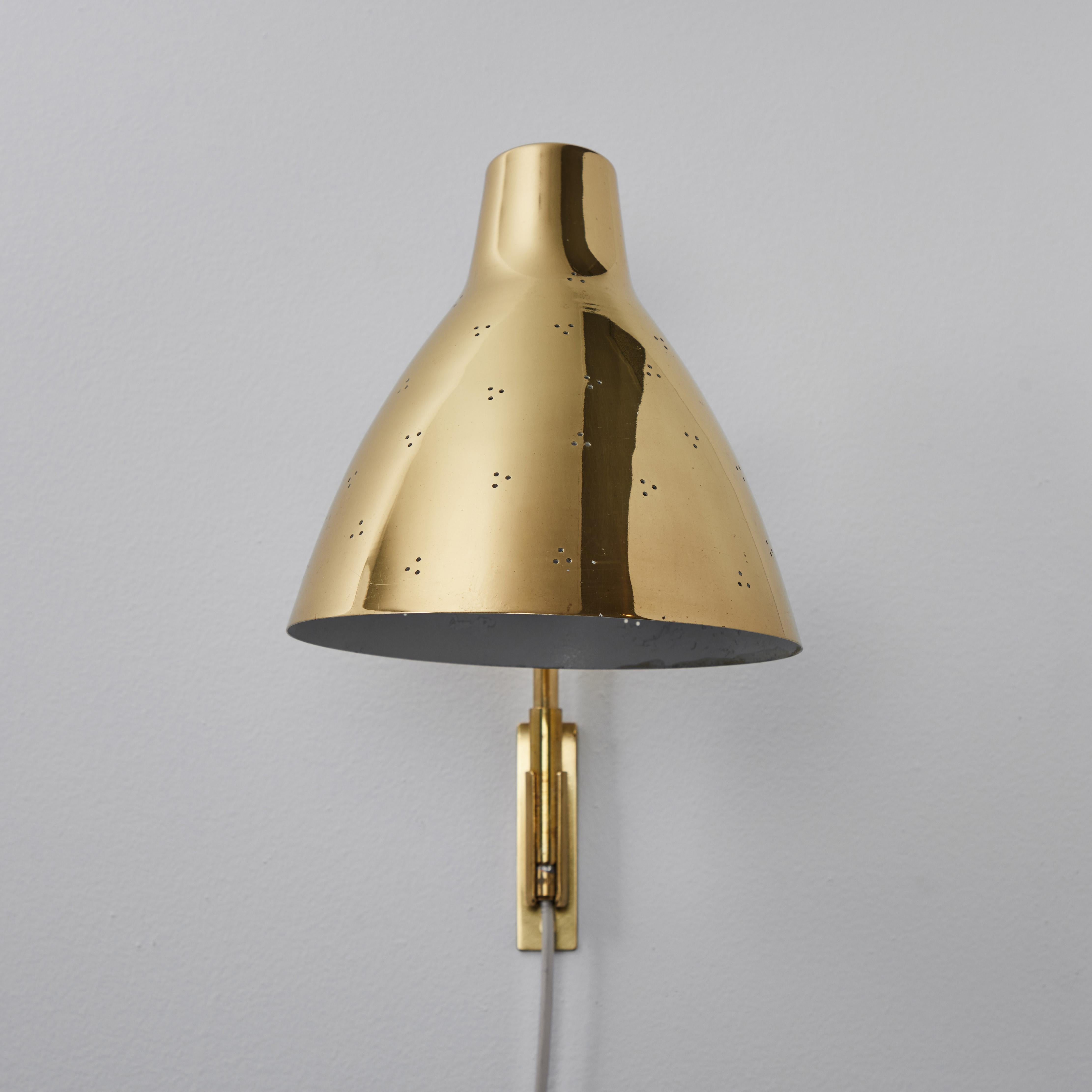Pair of Large 1950s Lisa Johansson Pape #3055 Brass Wall Lamps for Stockmann 1