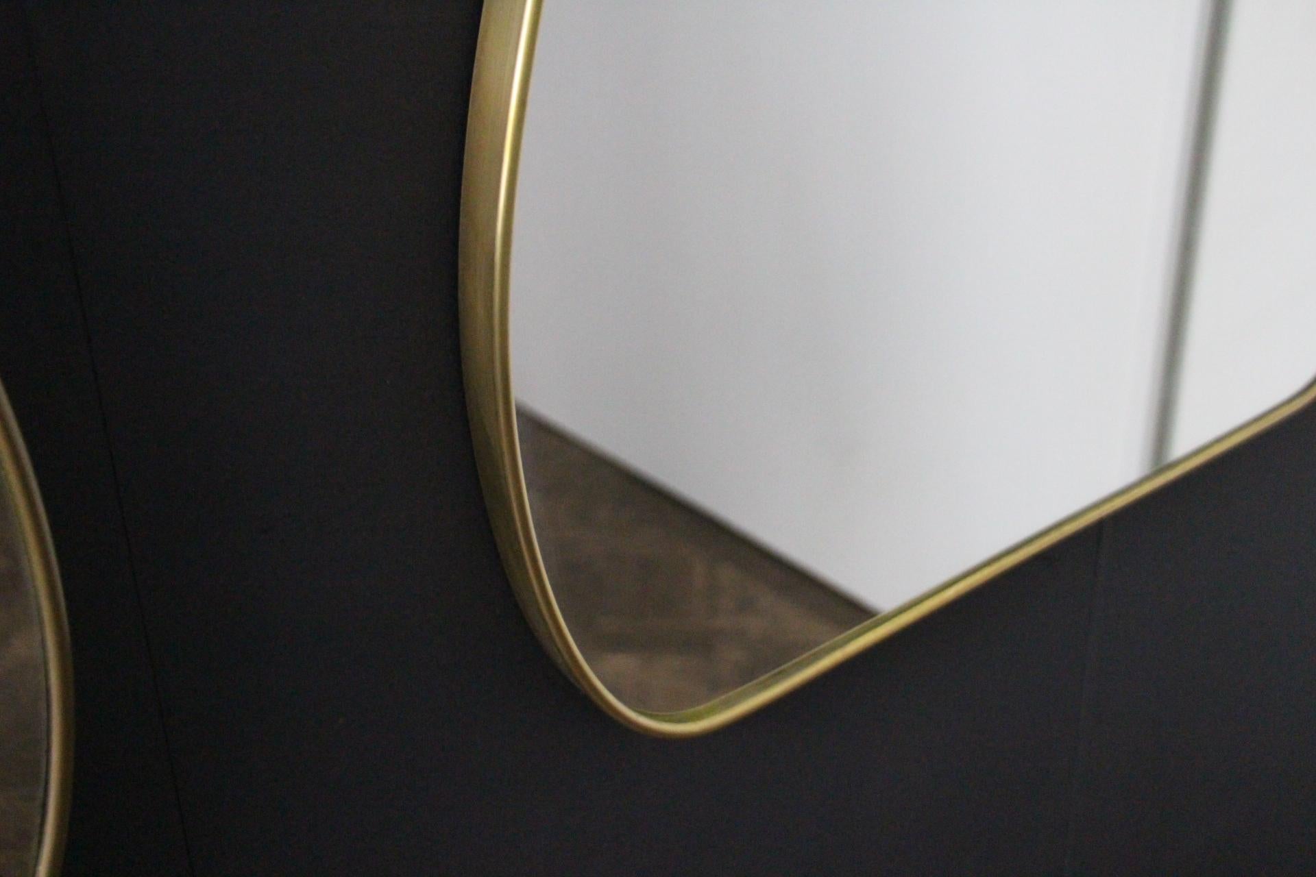 Large 1950's Modernist Shaped Brass Wall Mirror , Gio Ponti Style For Sale 9