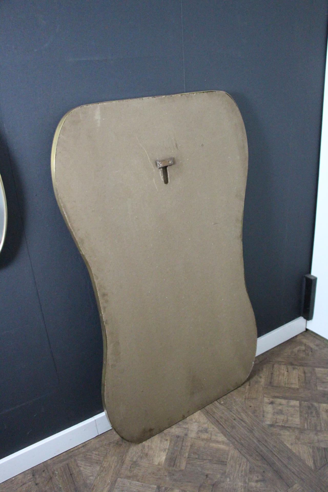 Large 1950's Modernist Shaped Brass Wall Mirror , Gio Ponti Style For Sale 11