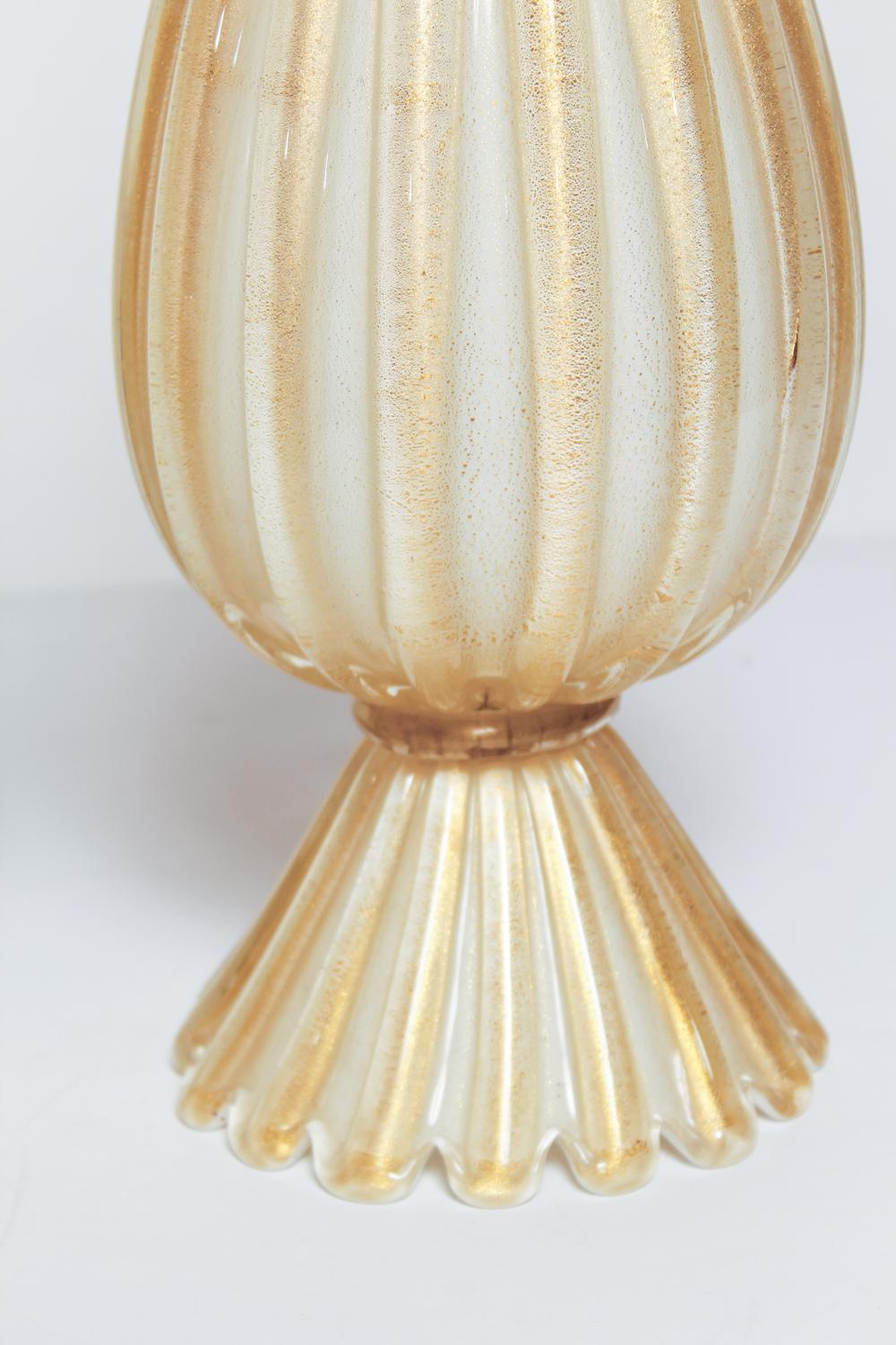 Murano Glass Pair of Large 1950's Seguso Murano Lamps