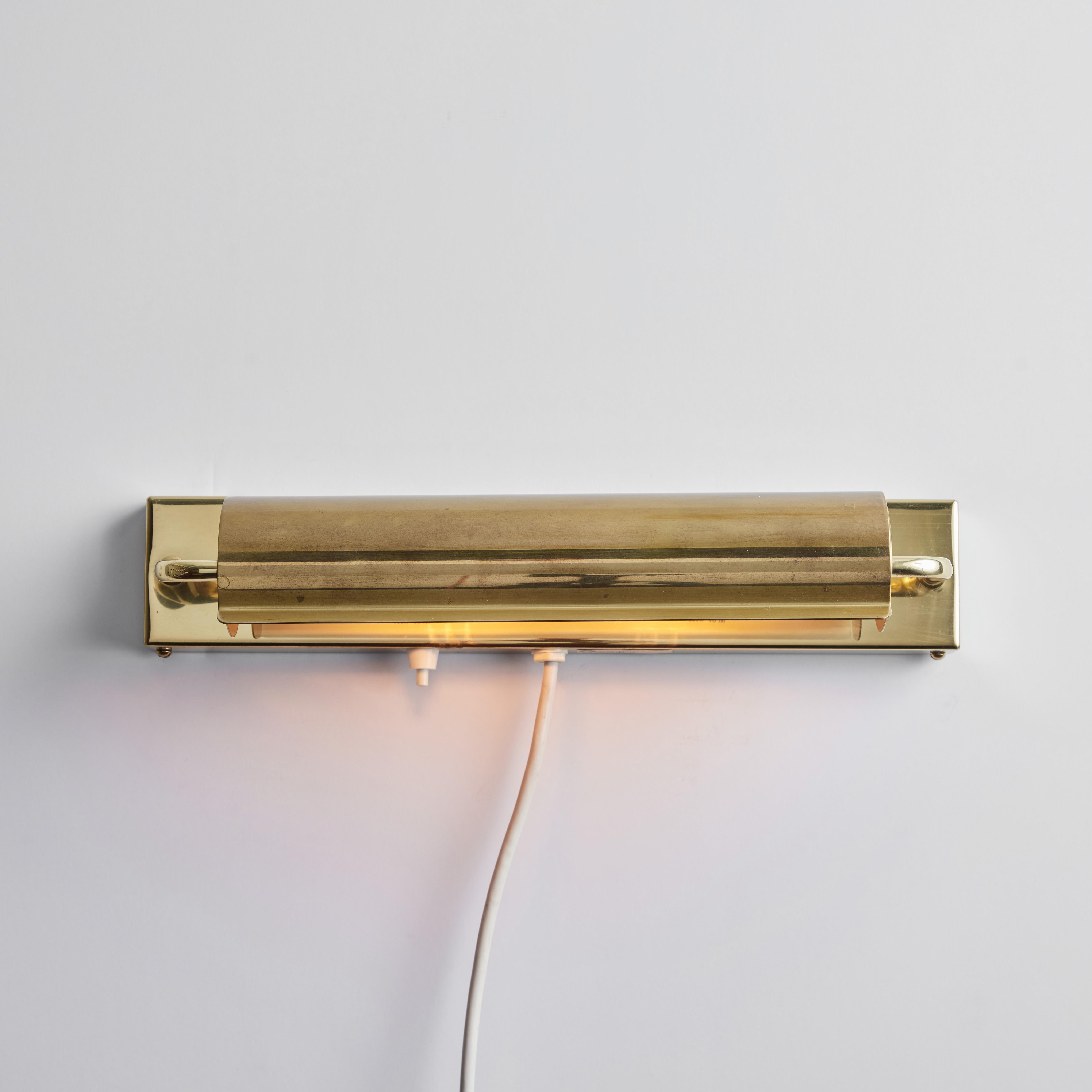 Scandinavian Modern Pair of Large 1960s Brass Rotating Wall Lamps in the Style of Charlotte Perriand For Sale