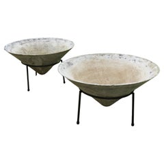 Pair of Large 1960s Conical Concrete Fibre Garden Planters Florastone Willy Guhl