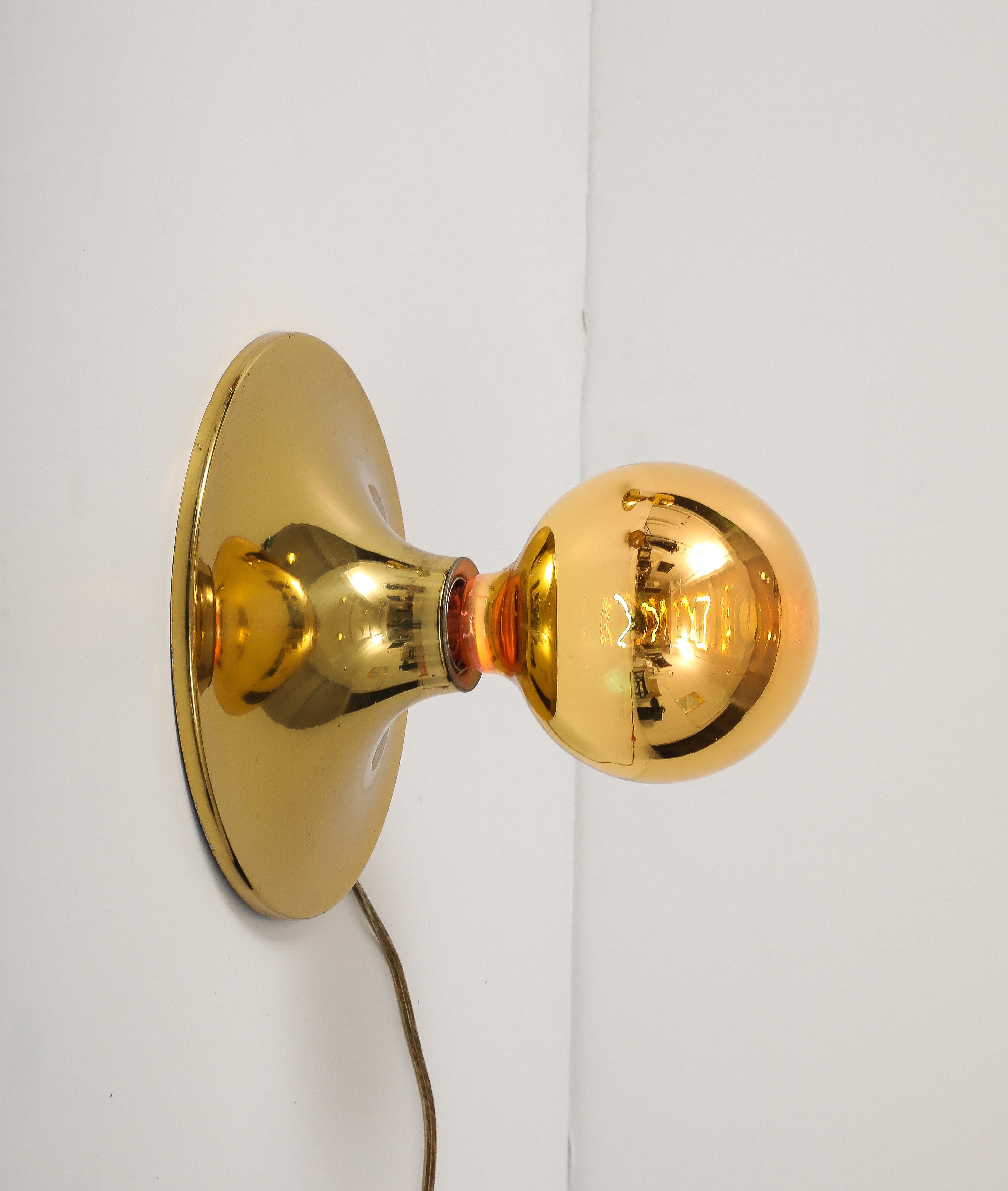 Pair Extra Large 1960's Gold Wall Sconces / Flush Mounts  ( 6 Pairs Available ) For Sale 2